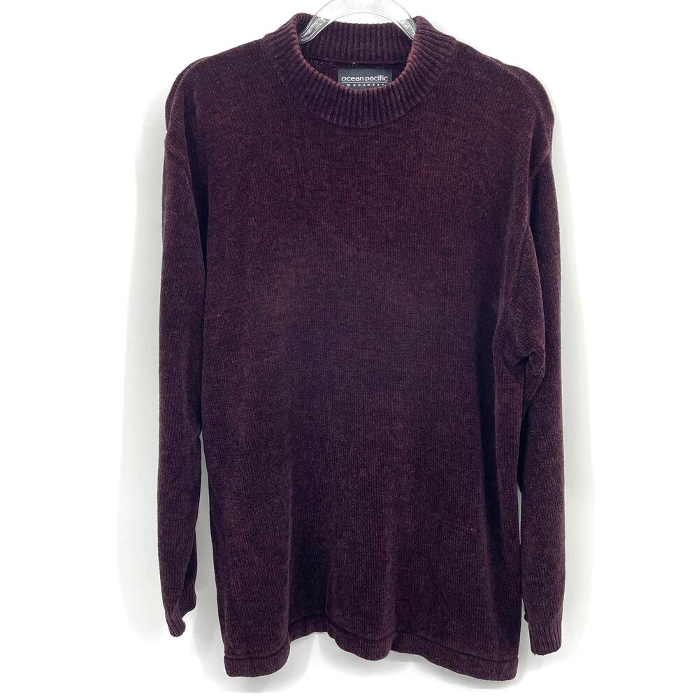 Vintage OCEAN PACIFIC Knit Sweater Mens Size L Acrylic Crew Neck Long Sleeve
